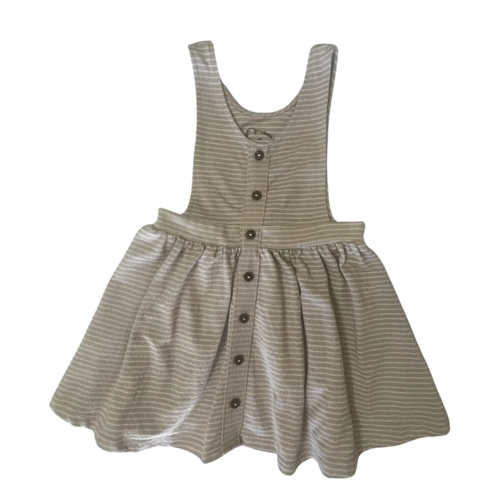 Toddler Girls Pinafore Dress Size 3T Overall Tan Pinstripe Art Class